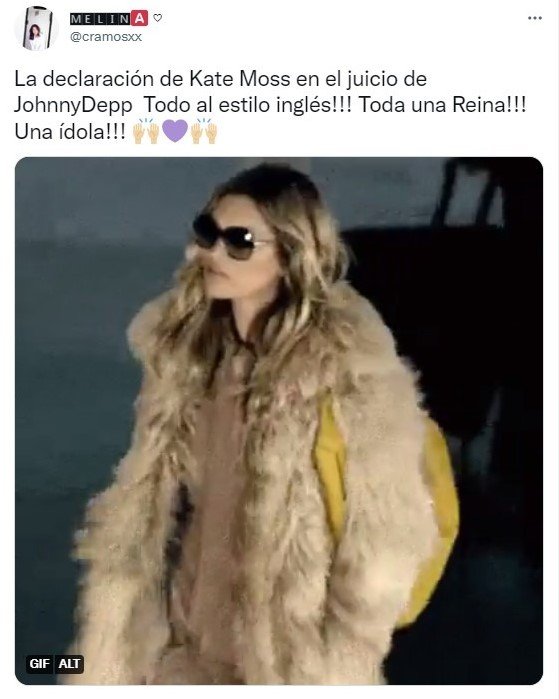 Tweet sobre los fanáticos que aplauden a Kate Moss por testificar en la corte 