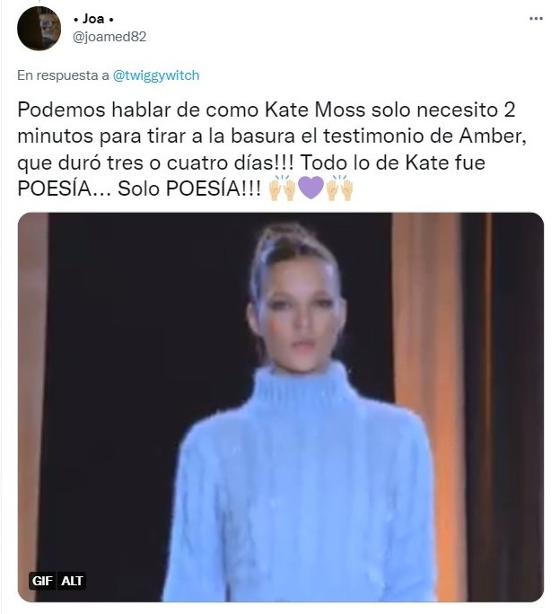 Tweet sobre los fanáticos que aplauden a Kate Moss por testificar en la corte 