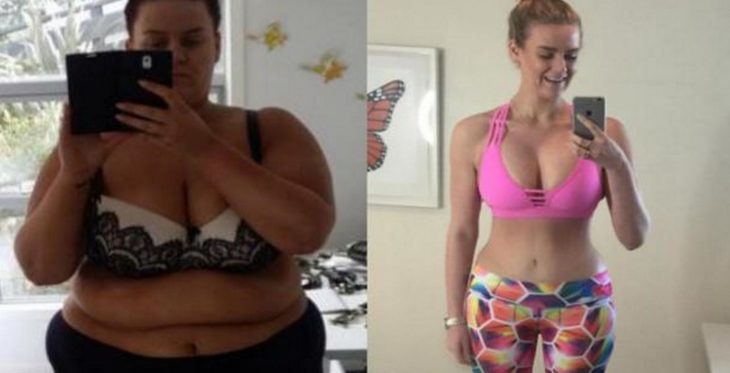 transformación de mujer con sobrepeso antes y después