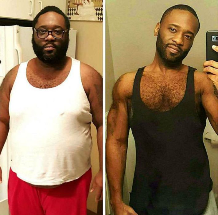 transformación de hombre con sobrepeso antes y después