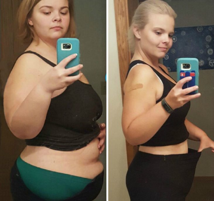 transformación de mujer con sobrepeso antes y después