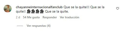 Captura de pantalla de un comentario en un video de Chayanne