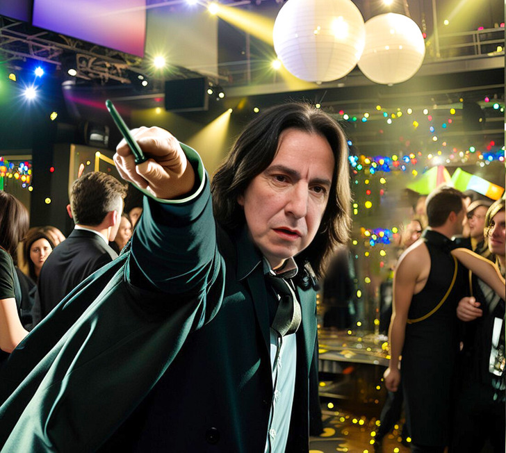 Severus Snape en una fiesta según la IA
