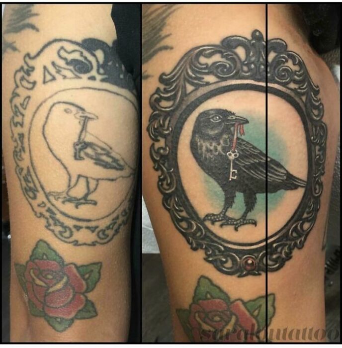 tatuaje de cuervo mejorado