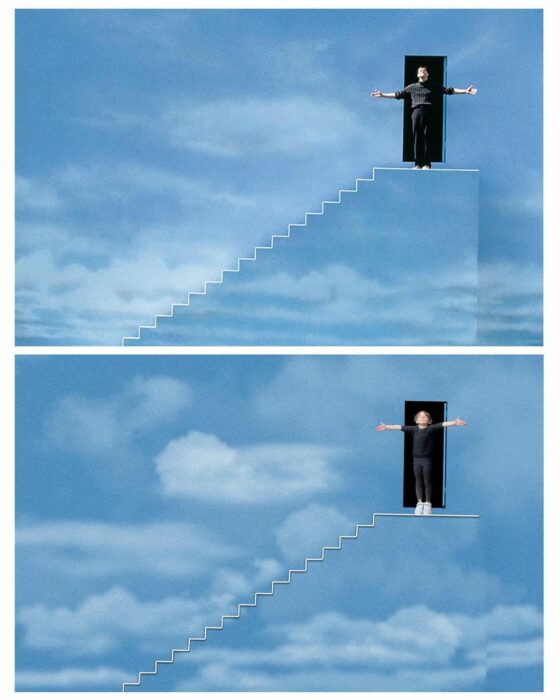 niña recreando icónica escena de la película The Truman Show
