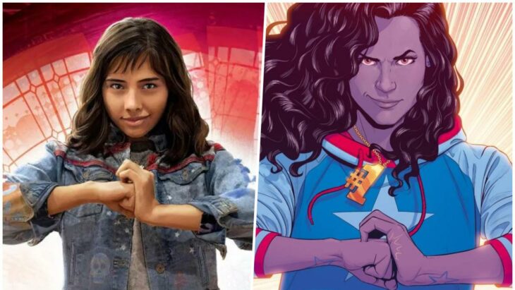 Xóchitl Gomez junto a una imagen de América Chávez, la heroína de la nueva película de Doctor Strange