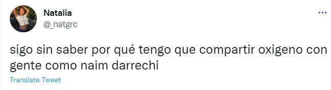 Captura de comentario en Twitter de video de Naim Darrechi