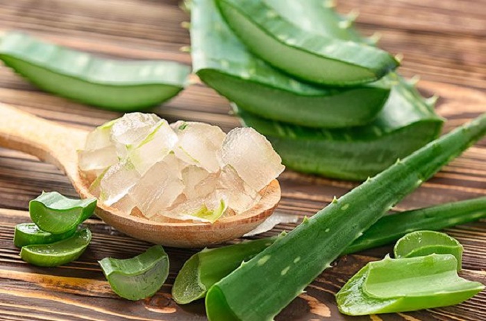 Gel de aloe vera cortado en cubos