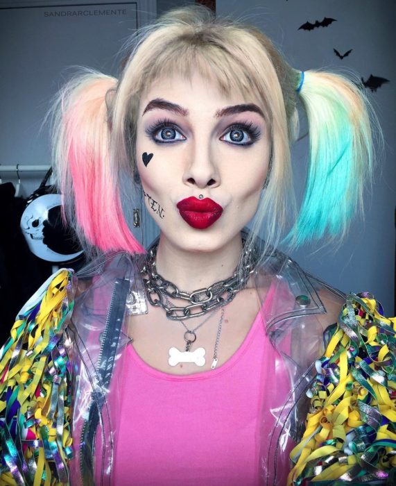 Recreación de maquillaje de Harley Quinn
