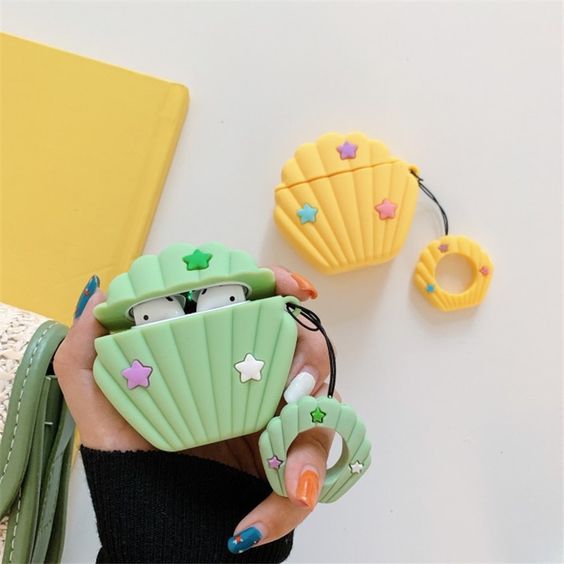 Estuche para audífonos airpods en forma de concha marina