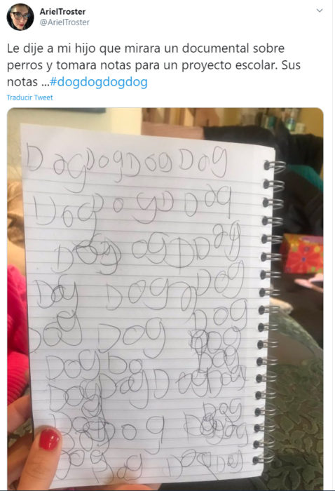 Comentario de twitter en el que una mamá explica sobre las notas de su hijo