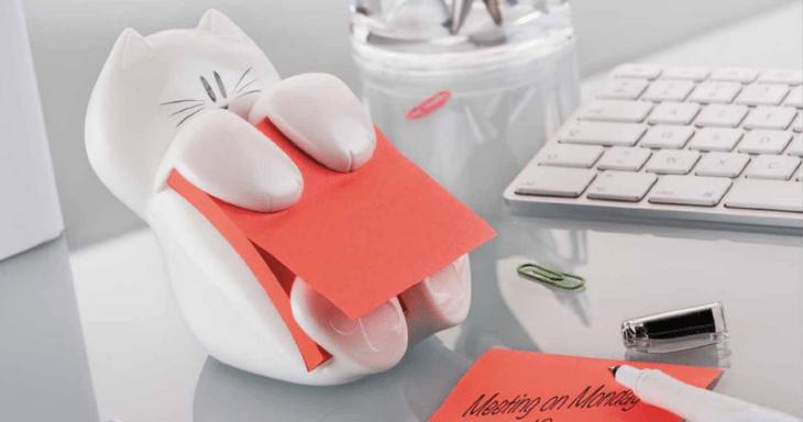 Dispensador de post-it de gato