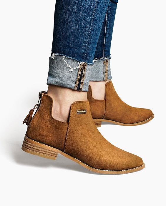 Botines de gamuza color camel