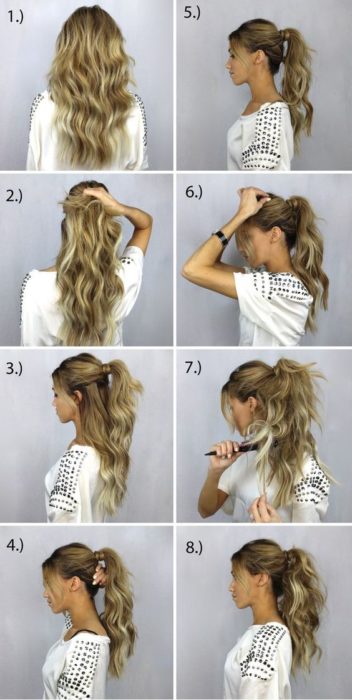 Chica haciendo un tutorial de cómo hacer un peinado sencillo