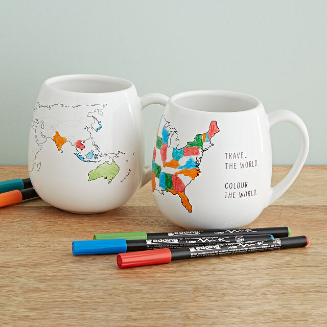 Tazas con fondo ancho para dibujar mapamundi