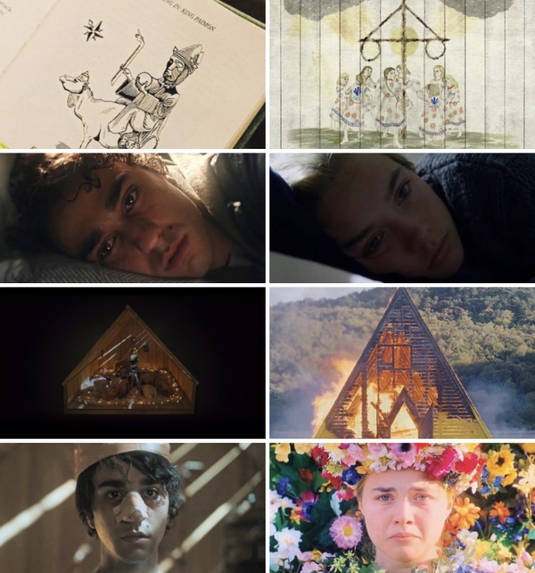comparación de escenas en las películas Hereditary - Midsommar
