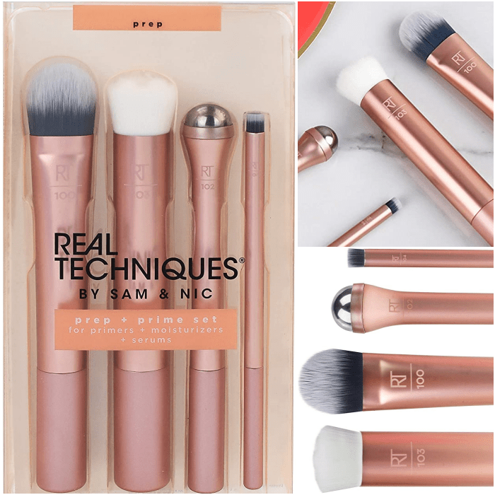 set de brochas suaves en color rose gold