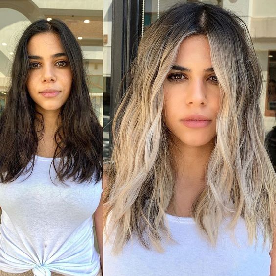 Chicas pasan de morenas a rubias con efecto de color en el cabello
