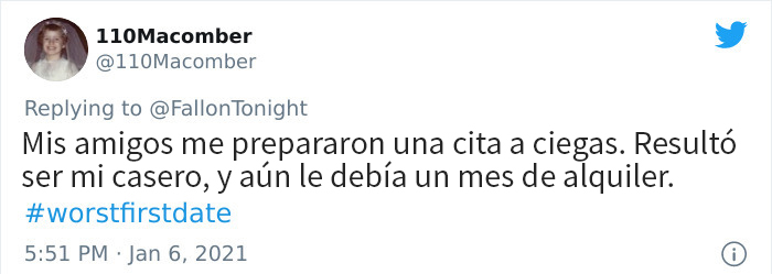 Historias en twitter sobre las peores primeras citas