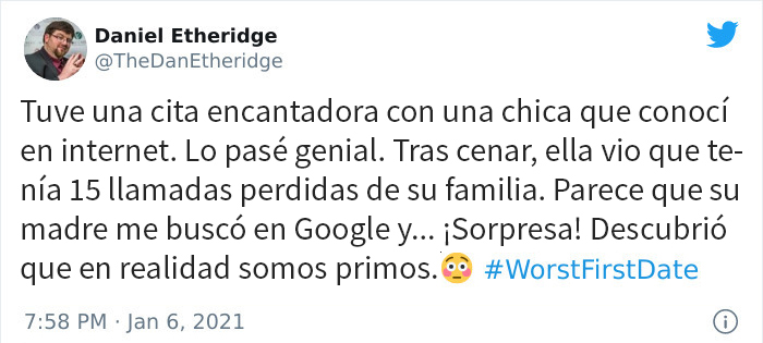 Historias en twitter sobre las peores primeras citas