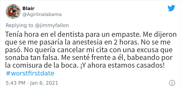 Historias en twitter sobre las peores primeras citas