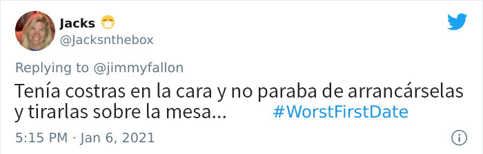 Historias en twitter sobre las peores primeras citas