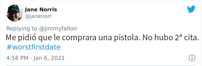 Historias en twitter sobre las peores primeras citas