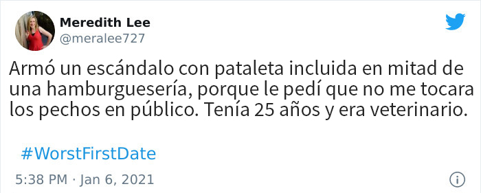 Historias en twitter sobre las peores primeras citas