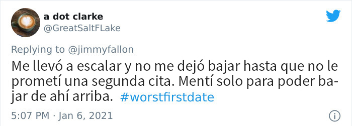Historias en twitter sobre las peores primeras citas