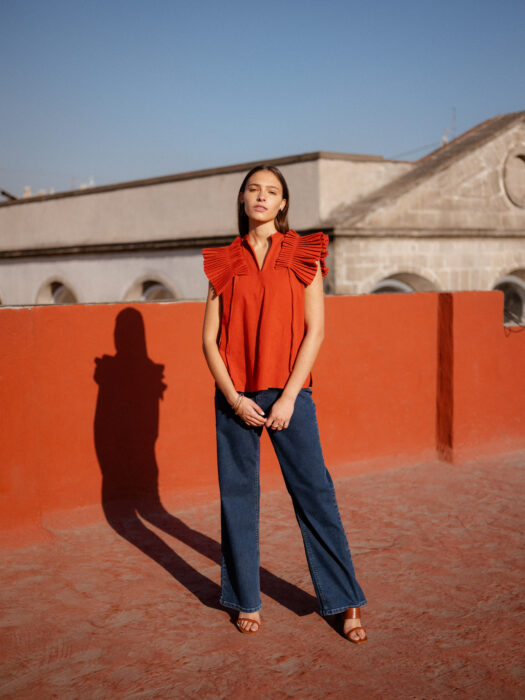 Camisa naranja; Campaña Liverpool colección YAKAMPOT for MAP