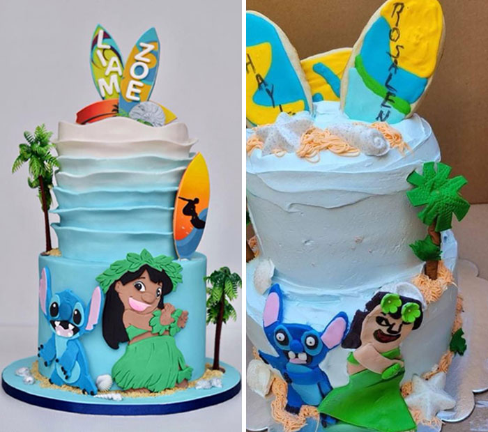 Comparativa de pasteles de Lilo y Stitch