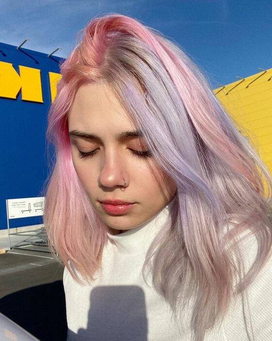 cabello lila y rosa pastel; Ideas para un cabello neón