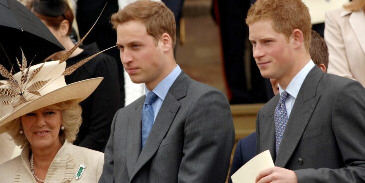 William, Harry y Camilla conversando