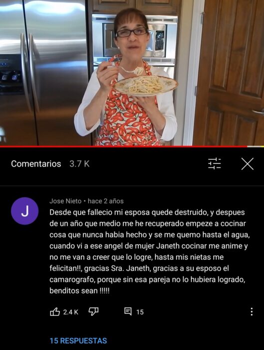 Captura de pantalla del comentario que un hombre le agradece a youtuber por sacarlo de la depresión