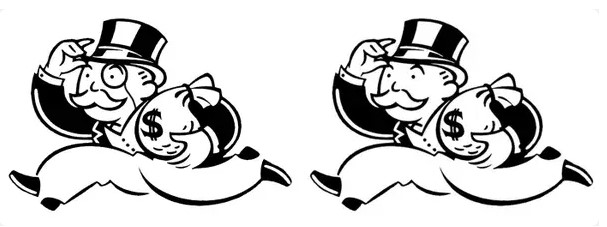 Personaje de Monopoly con y sin el monóculo