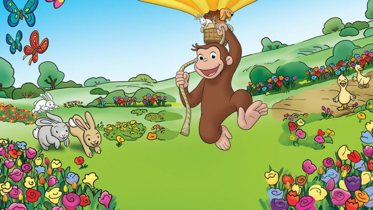 Jorge, el curioso colgado con una cuerda de un globo