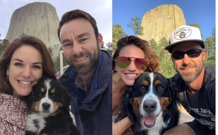 pareja junto a su perro; Fotos antes y ahora que nos traen el aroma de la nostalgia