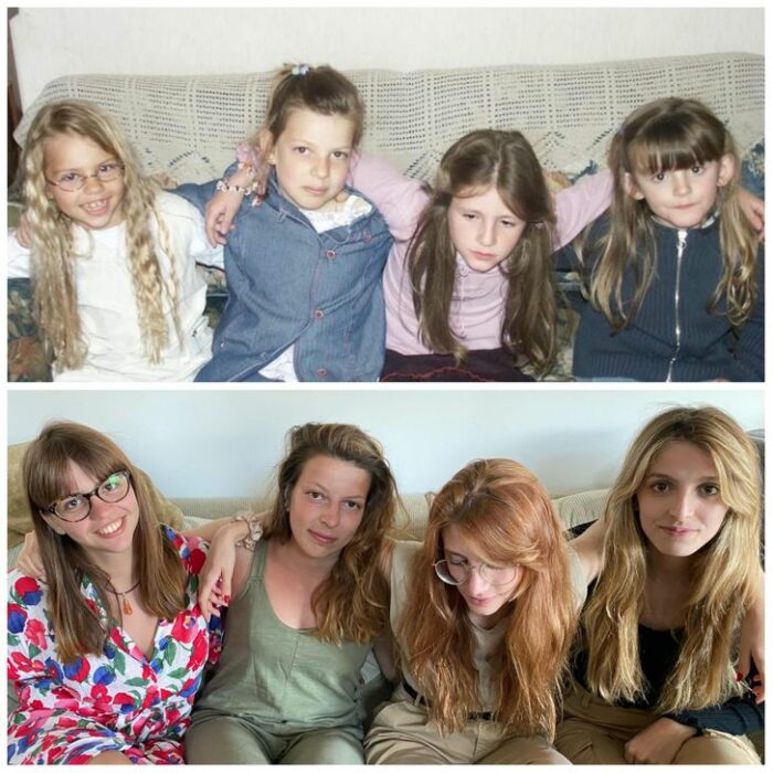 amigas abrazadas; Fotos antes y ahora que nos traen el aroma de la nostalgia
