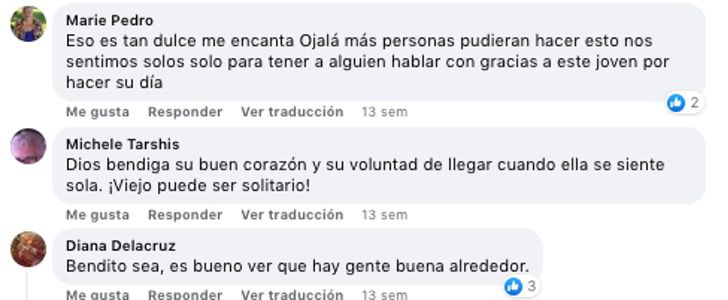 captura de pantalla de algunos comentarios en Facebook 