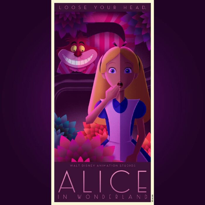 póster de la película Alicia en el País de las Maravillas en Art Déco