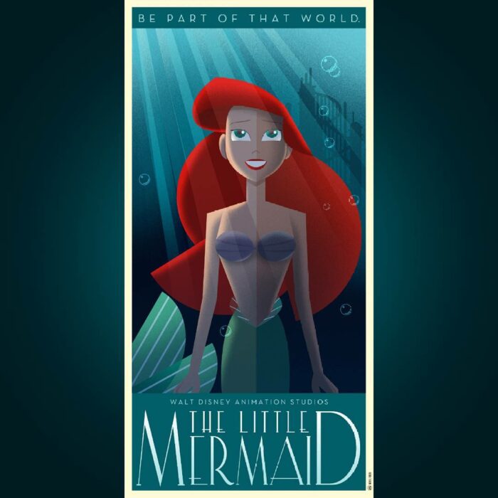 póster de la película de la sirenita en Art Déco