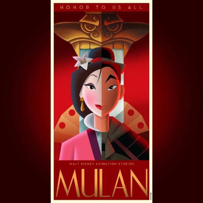 póster de la película de Mulán en Art Déco