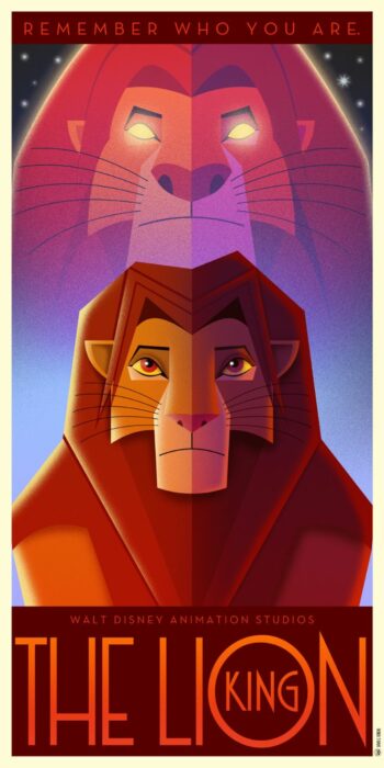 póster de la película El Rey León en Art Déco