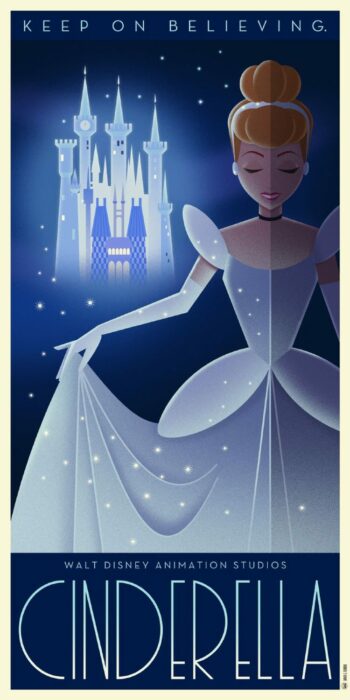 póster de la película de la cenicienta en versión art déco
