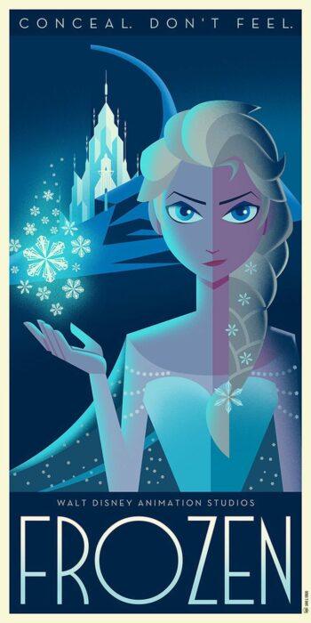 póster de la película de frozen en art déco