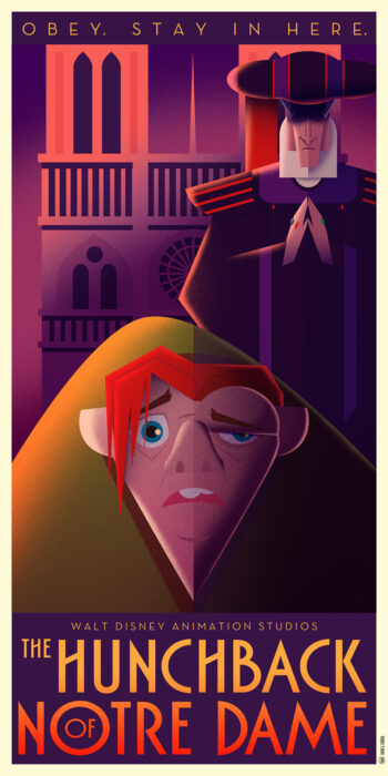 póster de la película del jorobado de Notre Dame en versión art déco