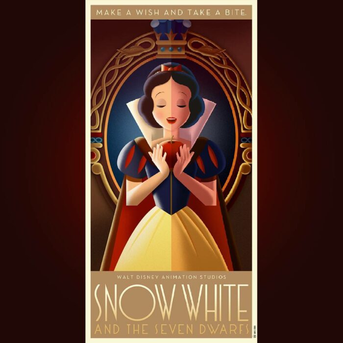póster de la película Blancanieves en versión art déco