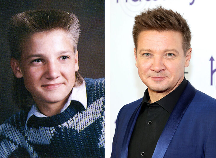 imagen comparativa antes vs ahora del actor Jeremy Renner
