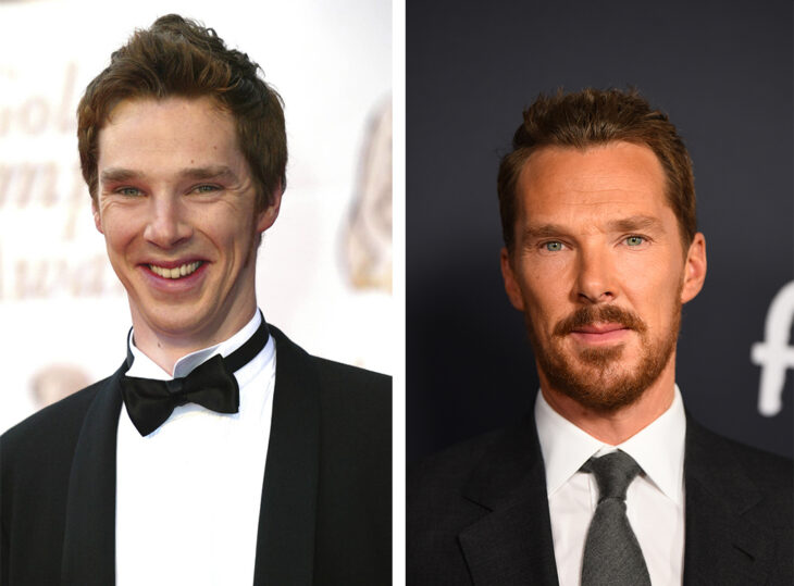 imagen comparativa del actor Benedict Cumberbatch al inicio de su carrera vs ahora