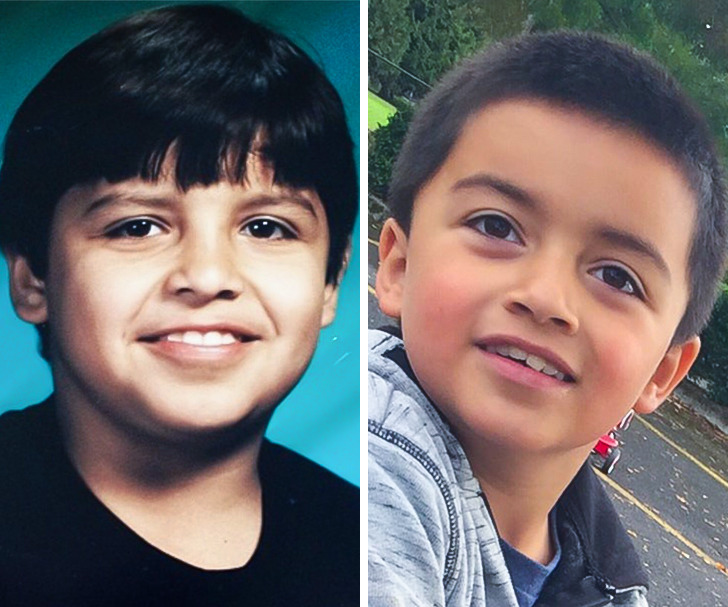 Comparación de hijos con sus padres en las que parecen gemelos